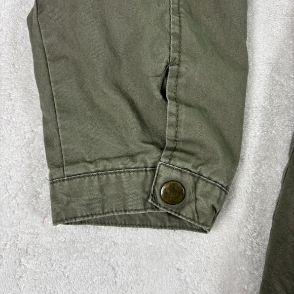 New Look Jacket Womens XL Olive Green Cotton Raglan Sleeve Utility Snap Hooded - Picture 8 of 16